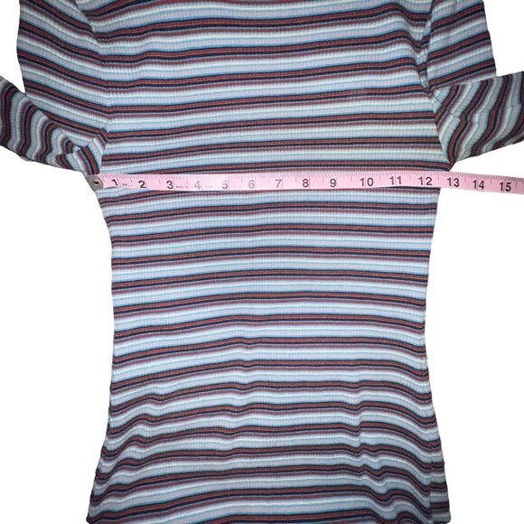 Urban Outfitters BDG Kaylyn Turtleneck Y2K Ribbed Gray Stripe Mini Dress Large - Picture 5 of 9